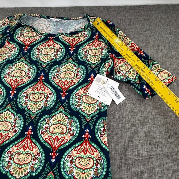 NEW! LuLaRoe Julia Pencil Dress Large Damask Medallion stretch short Sleeves - Picture 6 of 11